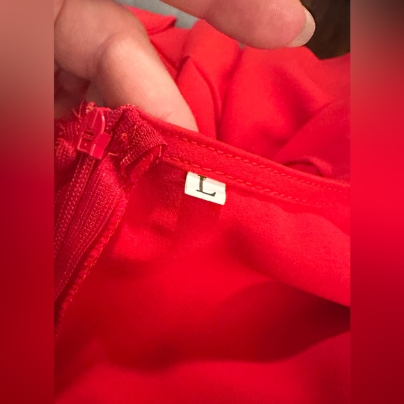 NEW Bonkwa Tiered Ruffle Hem Wrap V Neck Tie Waist Long Sleeve Red Dress Large - Picture 11 of 14